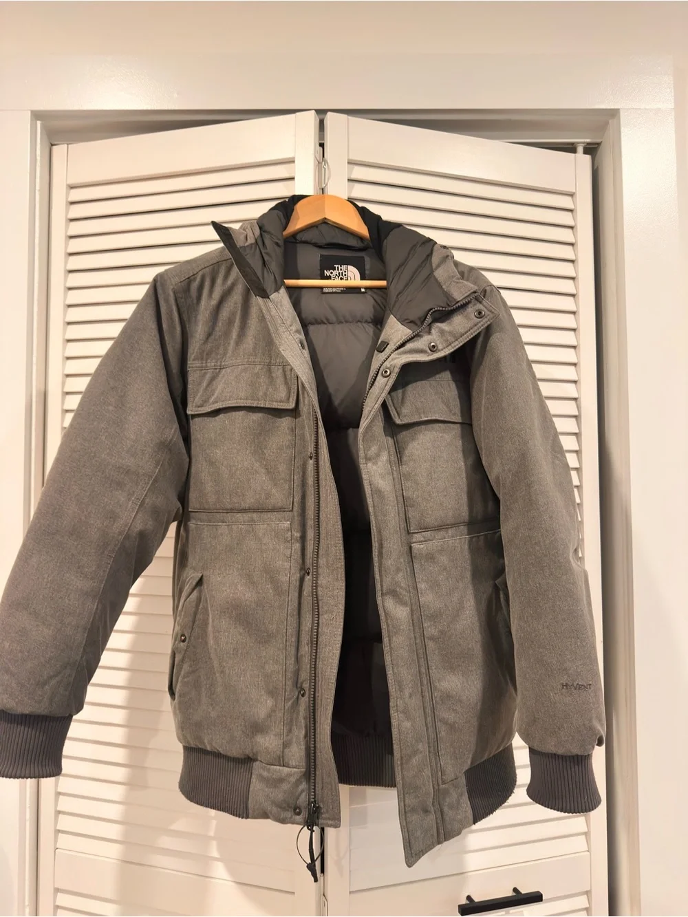 The North Face Men's Gray Hooded Puffer Jacket